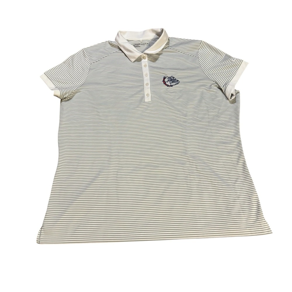 Nike Golf Gonzaga Polo White Grey Stripes Women's XXL Summer University‎